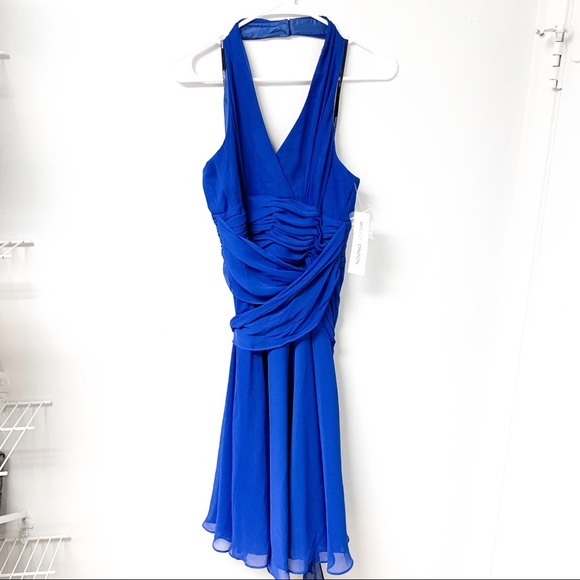 NWT Maggy London Flowy Blue Halter Dress Size 8 - Picture 2 of 7